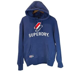 Superdry Mens Code Logo Applique Hoodie Supermarine Navy Size 2XL XXL
